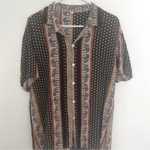Mens multi color animal tribal print shirt